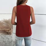 Hollow Out V Neck Solid Color Top GYSQ-CVCL0220
