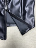 Sexy Backless Sleeveless Zipper PU Vest GPBY-16354