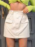 Elastic Waist Solid Color A-Line Skirt GYSQ-ZRDH0130