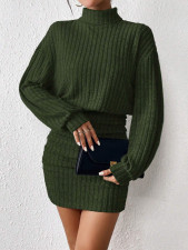 Long Sleeve High Neck Solid Dress GYSQ-NDEH2460