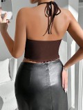 Halterneck Solid Color Backless Vest GYSQ-XVEG1790