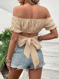 Bubble Short Sleeve Tie Up Tops GYSQ-CVEA2510