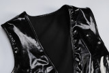 PU Leather Sexy V Neck Mini Dress GPBY-1464