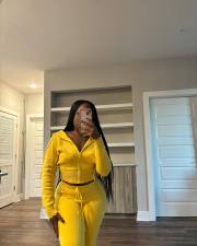 Fashion Knits Hooded Sport Sweater Two Piece Pants Set NYF-8186