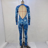 Print Hollow Out Backless Jumpsuit GPBY-14598