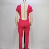 Short Sleeve Backless Sport Jumpsuit GPBY-14471
