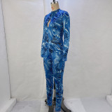 Print Hollow Out Backless Jumpsuit GPBY-14598