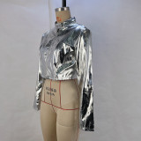 PU Leather Metallic Zipper Jacket GPBY-14622