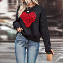 Loose Peach Heart Long Sleeve Sweater GDAM-1015