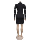 Hot Drill Long Sleeve Midi Dress BY-7138