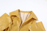 Solid Color Lapel Loose PU Leather Coat XEF-K24C57679