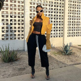 Solid Color Lapel Loose PU Leather Coat XEF-K24C57679