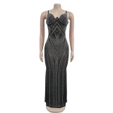 Sexy Hot Drill Sleeveless Sling Maxi Dress BY-7153