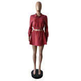 Solid Color Jacket And Skirts Two Piece Set MEM-88612