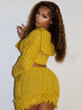 Solid Color Knits Crop Tops And Skirt Suit YWXS-XS-XSL44900