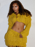 Solid Color Knits Crop Tops And Skirt Suit YWXS-XS-XSL44900