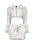 Solid Color Knits Crop Tops And Skirt Suit YWXS-XS-XSL44900
