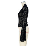 Sexy Deep V Neck Lace Tops ASL-6772