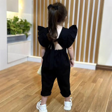 Kids Gril Solid Color Ruffled Sleeve Jumpsuit GYAY-8115