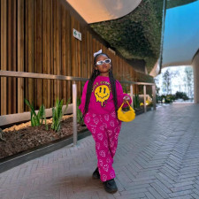 Kids Grils Print Long Sleeve Sweatshirt Pants Suit GYAY-8113