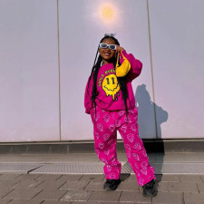 Kids Grils Print Long Sleeve Sweatshirt Pants Suit GYAY-8113