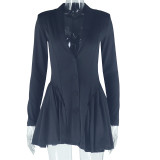 Solid Color Single-breasted Mini Dress GJYO-301302