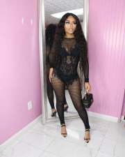 Sexy Long Sleeve Mesh Jumpsuit YUEM-2025005