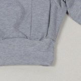 Plus Size Solid Hooded Sweatshirt Wide Leg Pants Suit NY-10969