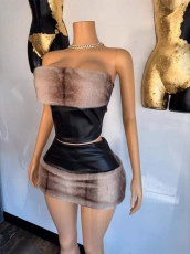 Raw Edge One Shoulder Tube Tops MinI Dress YUEM-900950