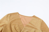 V Neck Long Sleeve Solid Mini Dress XEF-K24D60612