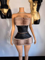 Raw Edge One Shoulder Tube Tops MinI Dress YUEM-900950