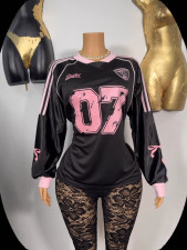 Long Sleeve Print Tops Loose Sport T Shirt YUEM-900810