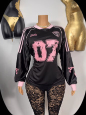 Long Sleeve Print Tops Loose Sport T Shirt YUEM-900810