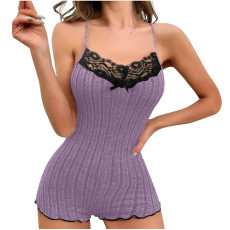 Lace Patchwork Sling Loungewear Romper GYZY-6659