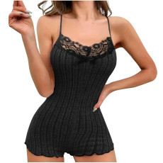 Lace Patchwork Sling Loungewear Romper GYZY-6659