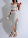 Sexy Sequin Sling Vest Split Skirt 2 Piece Set AIL-306