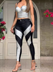 Color Block Zipper Tight Pants GWDS-240792