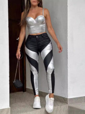 Color Block Zipper Tight Pants GWDS-240792