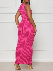 Stripe Printed Sleeveless Bodycon Dress GWDS-230516