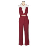 Sleeveless Patchwork Shirt Two Piece Pants Set AIL-307