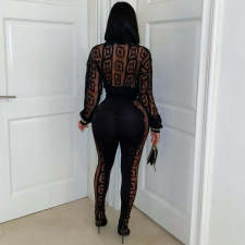 Print Mesh See Through Shirt Pants Suit YNSF-2671