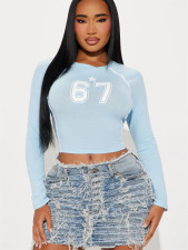 Fashion Sport Print Long Sleeve T Shirt YWXS-XS-XSL44779