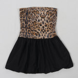 Plus Size Sequin Leopard Patchwork Tube Top Dress NY-3356