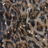 Plus Size Sequin Leopard Patchwork Tube Top Dress NY-3356