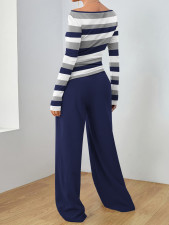 Stripe Print Long Sleeve Loungewear Pants Set GLF-10002 