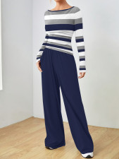 Stripe Print Long Sleeve Loungewear Pants Set GLF-10002 
