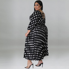 Plus Size Polka Dot Print Big Swing Long Dress GDAM-1028