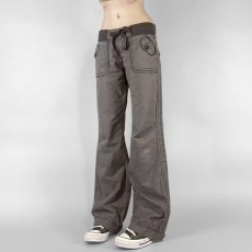 Patchwork Drawstring Solid Color Micro Flare Jeans GQLF-9869