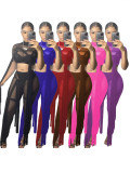 Mesh See Through Bandage Two Piece Pants Set GCNF-0108
