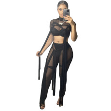 Mesh See Through Bandage Two Piece Pants Set GCNF-0108